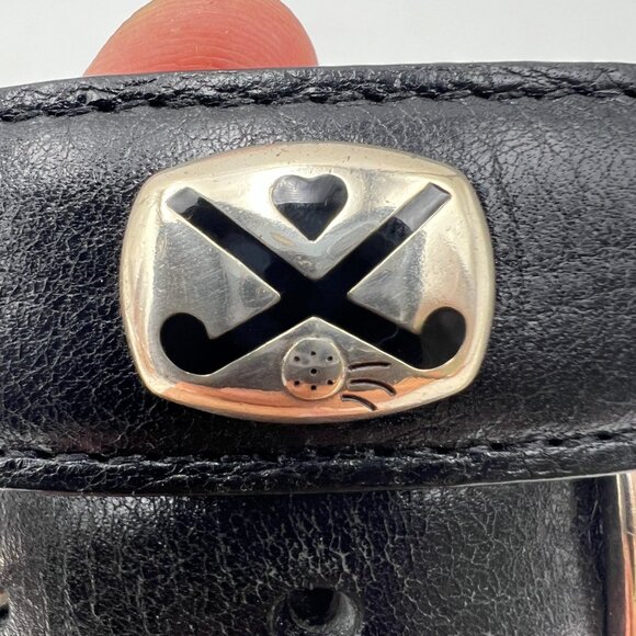 Brighton Black Leather Belt Silver Golf Charms Size M/30 - Picture 2 of 7